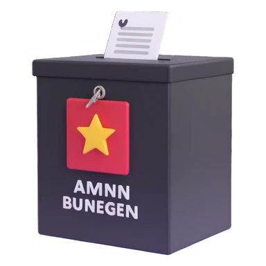 3D ballot box with Admin Bewerbungen sign sticker