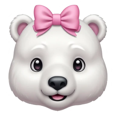 A polar bear smiling shy, blushed and with a pino bow on the head sticker
