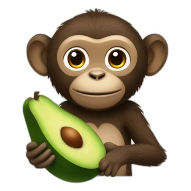 fruitimals monkey holding avocado sticker