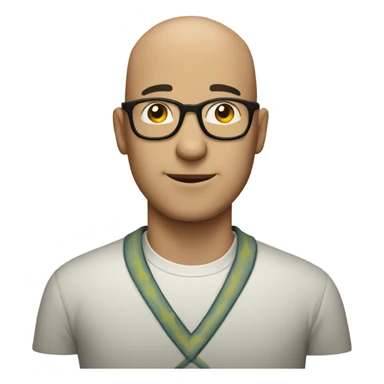 bald man with glasses star sticker