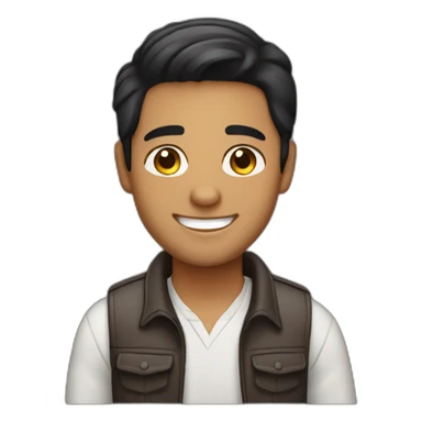 Light skin smiling indian guy with black middle part hairstyle sticker