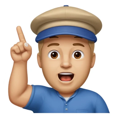 A stocky man with a cap backward, shouting proudly while pointing the foam finger upward. sticker