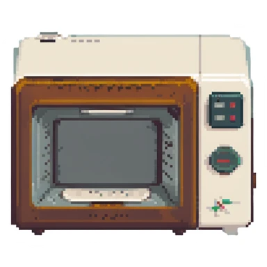 pixel art microwave oven, compact and retro sticker
