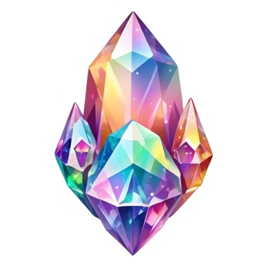 rainbow quartz crystal formation with multiple colorful points sticker