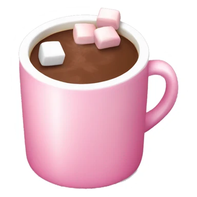 Pink mug with hot chocolate with marshmellows sticker