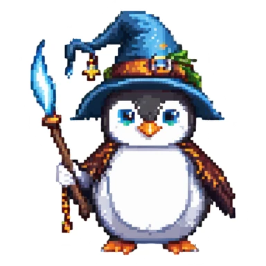 penguin wizard casting a spell sticker