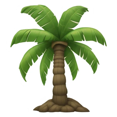 coconut tree with trunk in tones of brown and leaves in tones of green, no background, no sea, no sun, no sky sticker