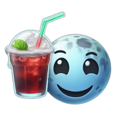 Moon with big smile and with coold drink in hand sticker