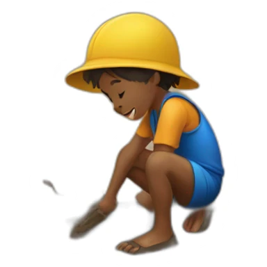 kid playing on mud sticker