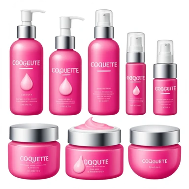 a collection of bright pink soft skincare and coqquette sticker