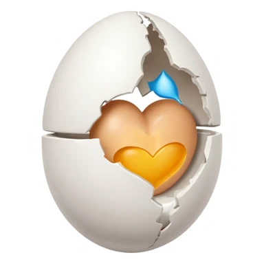 heart made out of an egg sticker