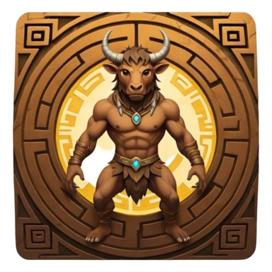 solarpunk style, oil paint - skinny The Minotaur lurks in the middle of the labyrinth sticker