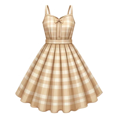 pastel beige plaid spring dress floating in the air sticker