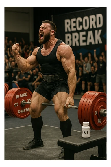 Powerlifter in gara che fa record grazie alla sua "PCT" sticker