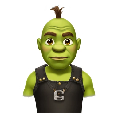 Shrek with short dead hair nose piercings with a black crop top and a Hennessy in his hand sticker