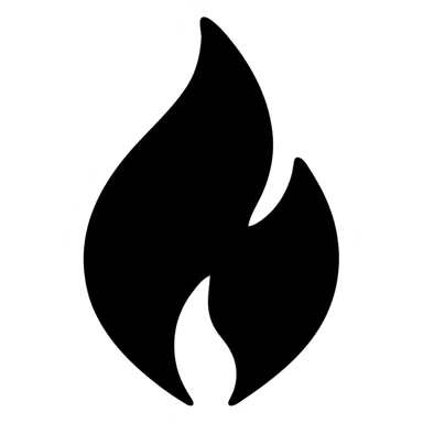 abstract geometric flame shape with solid black fill, no color sticker