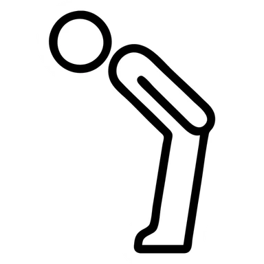black outlined icon of a person bowing with white fill, purely symbolic, no text sticker