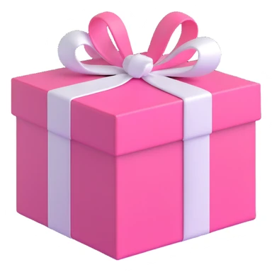 gift box, pink with white ribbon sticker