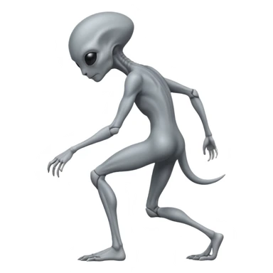 fullbody gray alien bending knee BACKVIEW sticker
