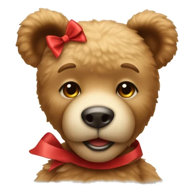 A teddy bear with a red bow  sticker