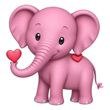 une éléphant rose amoureux avec des coeurs sticker