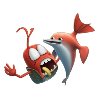 mr krabs punching a dolphin sticker