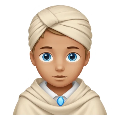 blue eyed desert kid cowered with creme cloth sticker