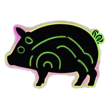 Neon Graffiti patterns on a black pig armadillo  sticker
