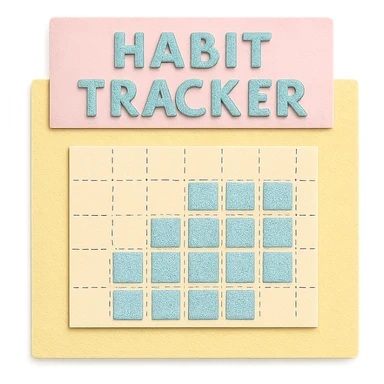 soft pastel gentle habit tracker grid with delicate dotted lines with a pastel yellow background sticker