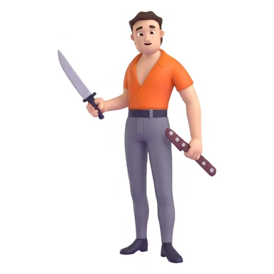 drunk man with pants down holding a knife sticker