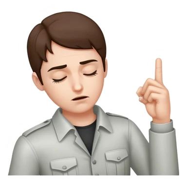 Person pointing gun fingers at the head and closing eyes  sticker