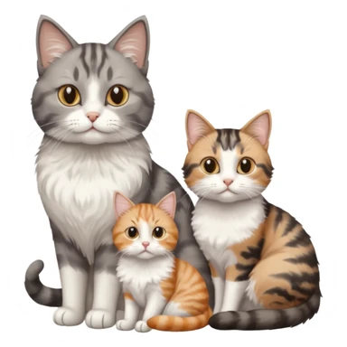 a realistic looking very fluffy grey and white cat sitting next to another cat sticker