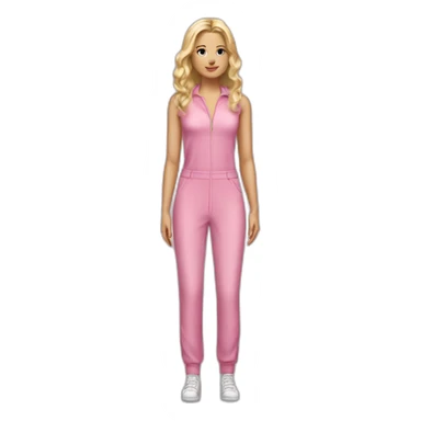Woman blond hair mute pink full body jumpsuit sticker