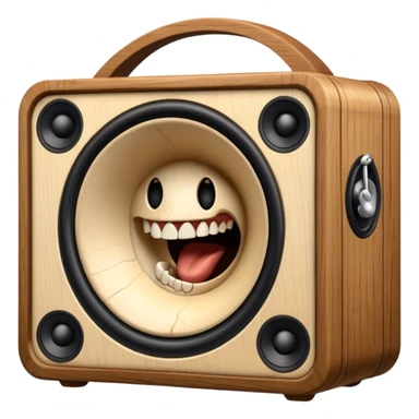Old speaker with human teeth pouring out instead of sound. sticker