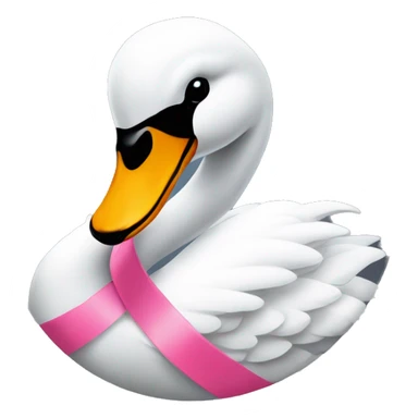 Swan with pink ribbon around its neck  sticker