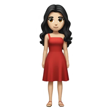 Dua Lipa full body with dark hair and a red dress while singing sticker