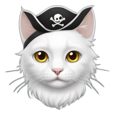 pirate white cat sticker