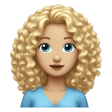 Cute woman with curly blonde hair and blue eyes sticker