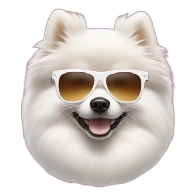 White pomeranian with sunglasses sticker
