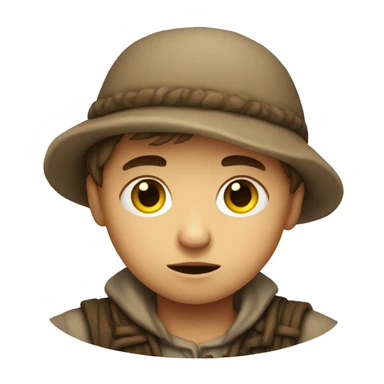 Sad European peasant child sticker