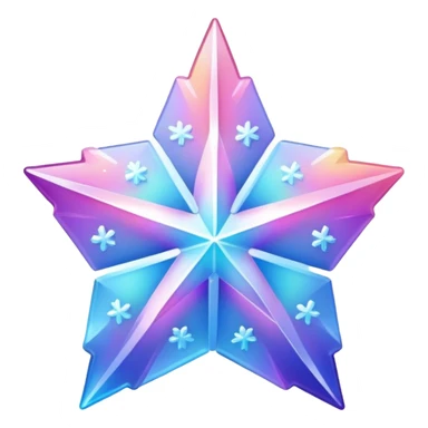 Gradient iridescent Pastel rainbow Pink violet blue crystal star snowflake  sticker