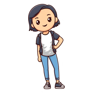 A young woman with a friendly expression wearing casual clothes sticker