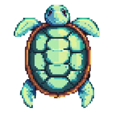 top-down view retro game style turtle sticker