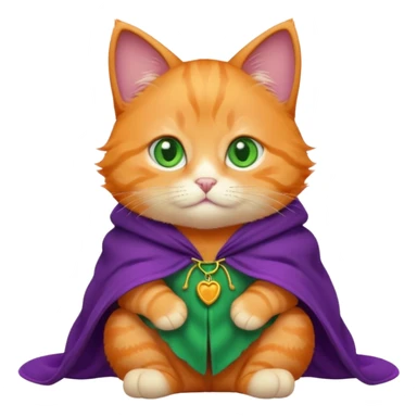 baby orange cat green eyes, in purple cloak sticker