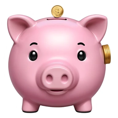 pink piggy bank with coin slot sticker