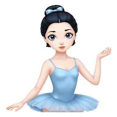 ballerina soft blue black hair sticker