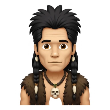 Stone age man  with skull Bone Necklace sticker