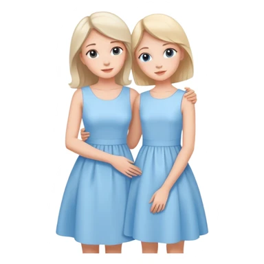 loving mother and daughter wearing matching pastel blue dresses sticker