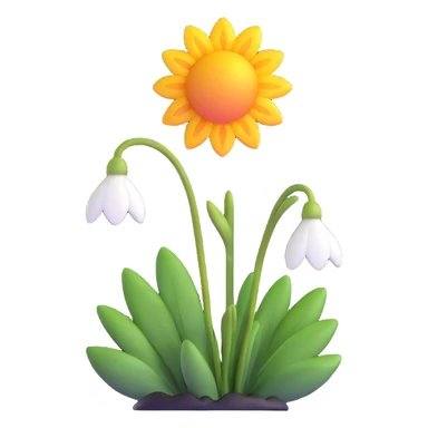 snowdrop flower with sun sticker