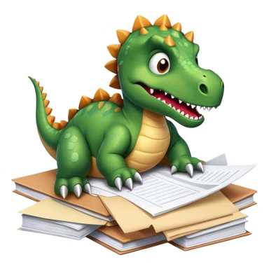 angry office dinosaur lying on papers sticker